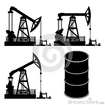 Oil rigs icons set. Vector Illustration